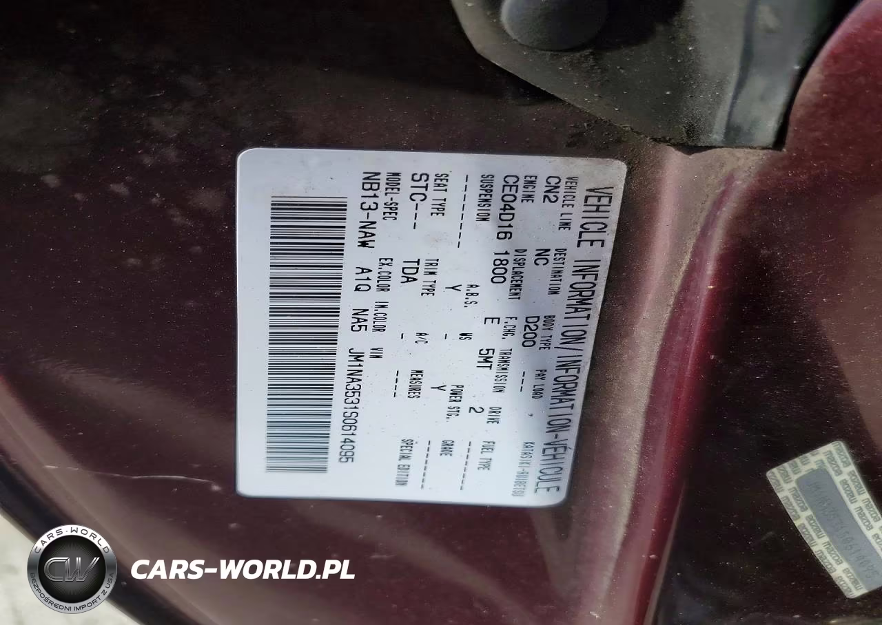 1995 Mazda Mx-5 Miata VIN:JM1NA3531S0614095 - 12