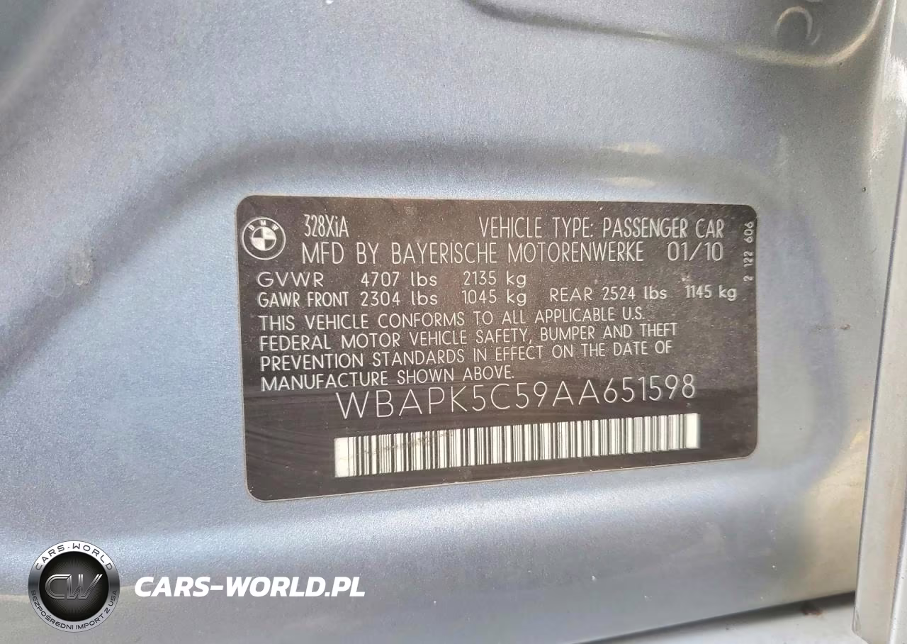 2010 BMW 328 Xi Sulev VIN:WBAPK5C59AA651598 - 12