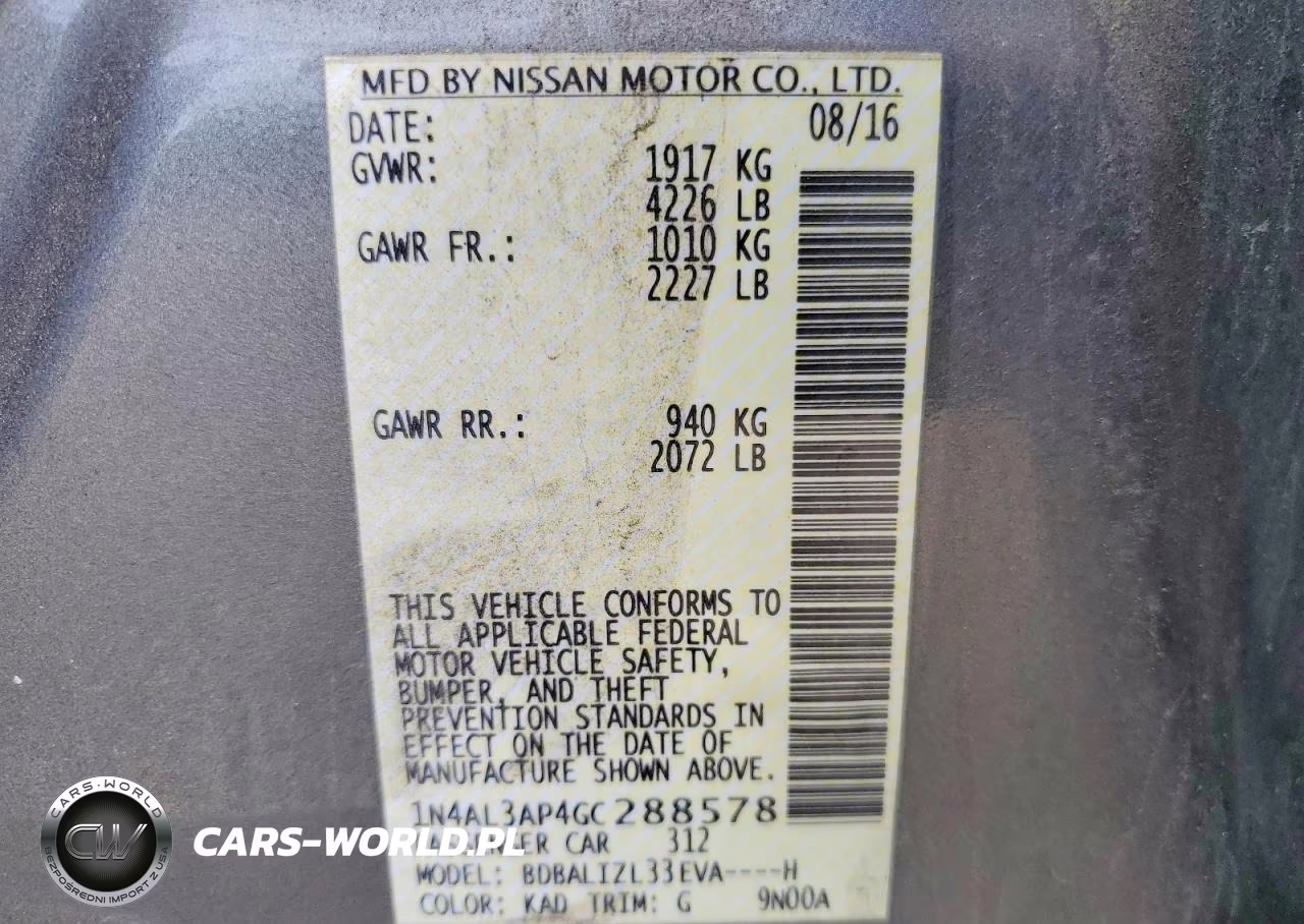 2016 Nissan Altima 2.5 Sv VIN:1N4AL3AP4GC288578 - 12