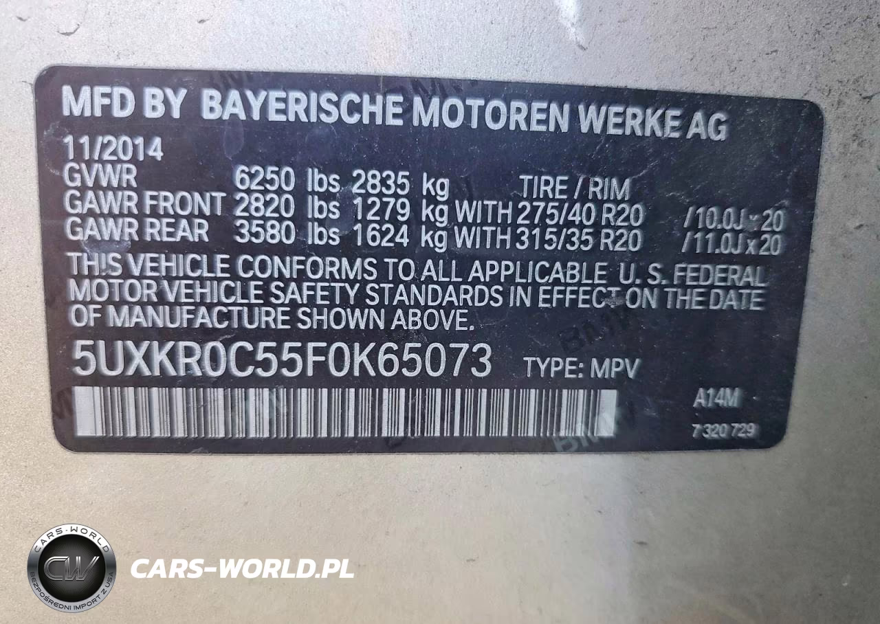 2015 BMW X5 VIN:5UXKR0C55F0K65073 - 12