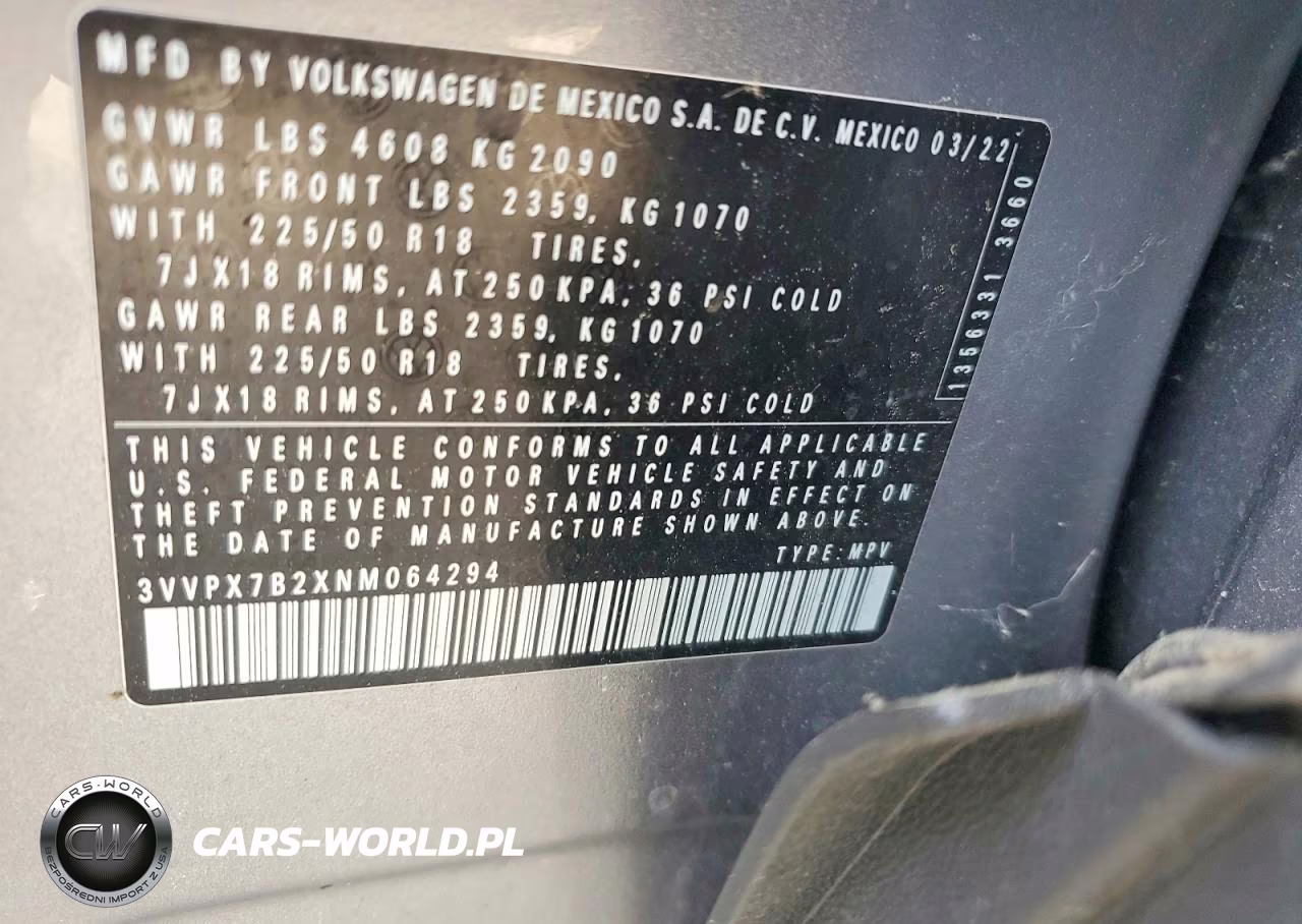 2022 Volkswagen Taos Se Iq Drive VIN:3VVPX7B2XNM064294 - 12