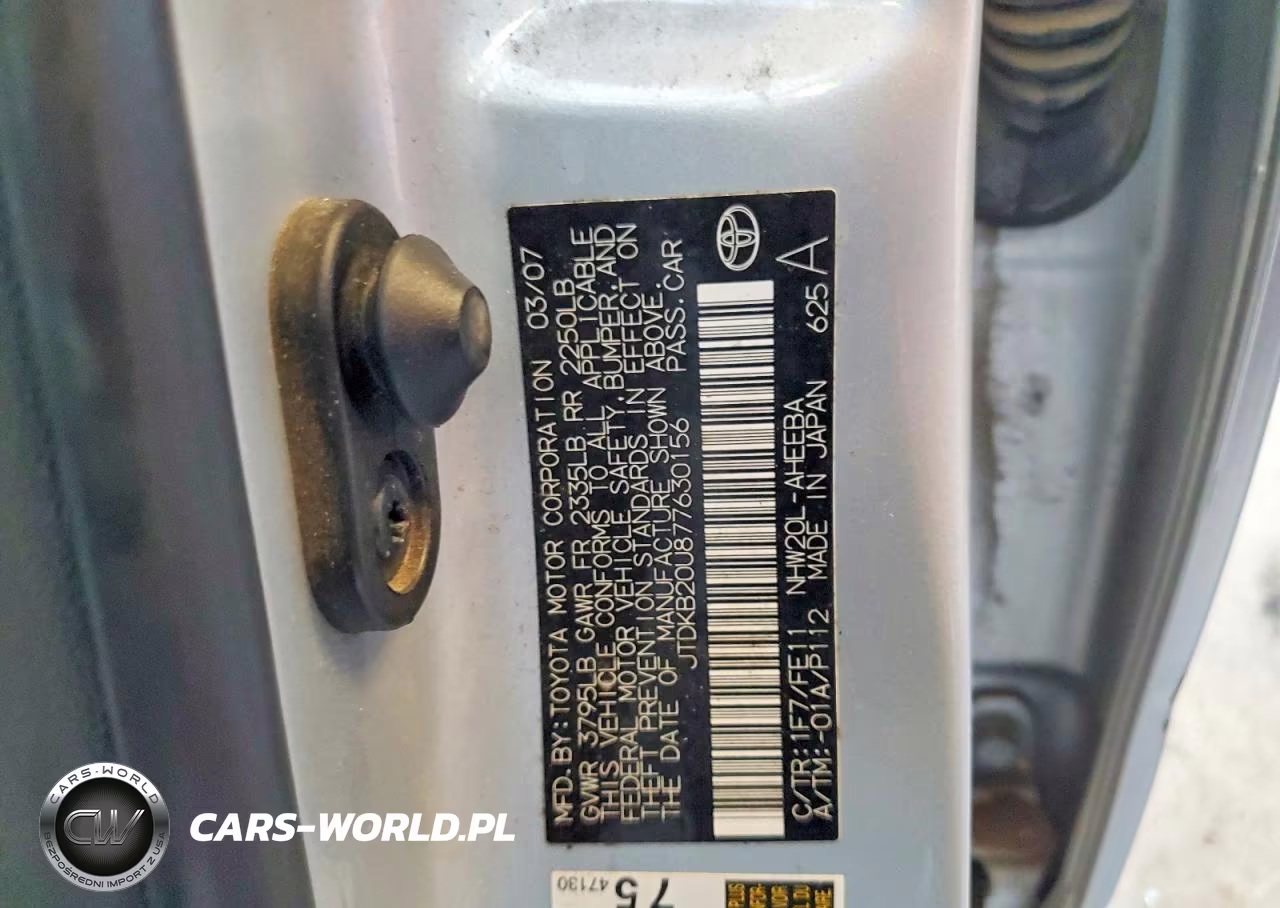 2007 Toyota Prius Base VIN:JTDKB20U877630156 - 12