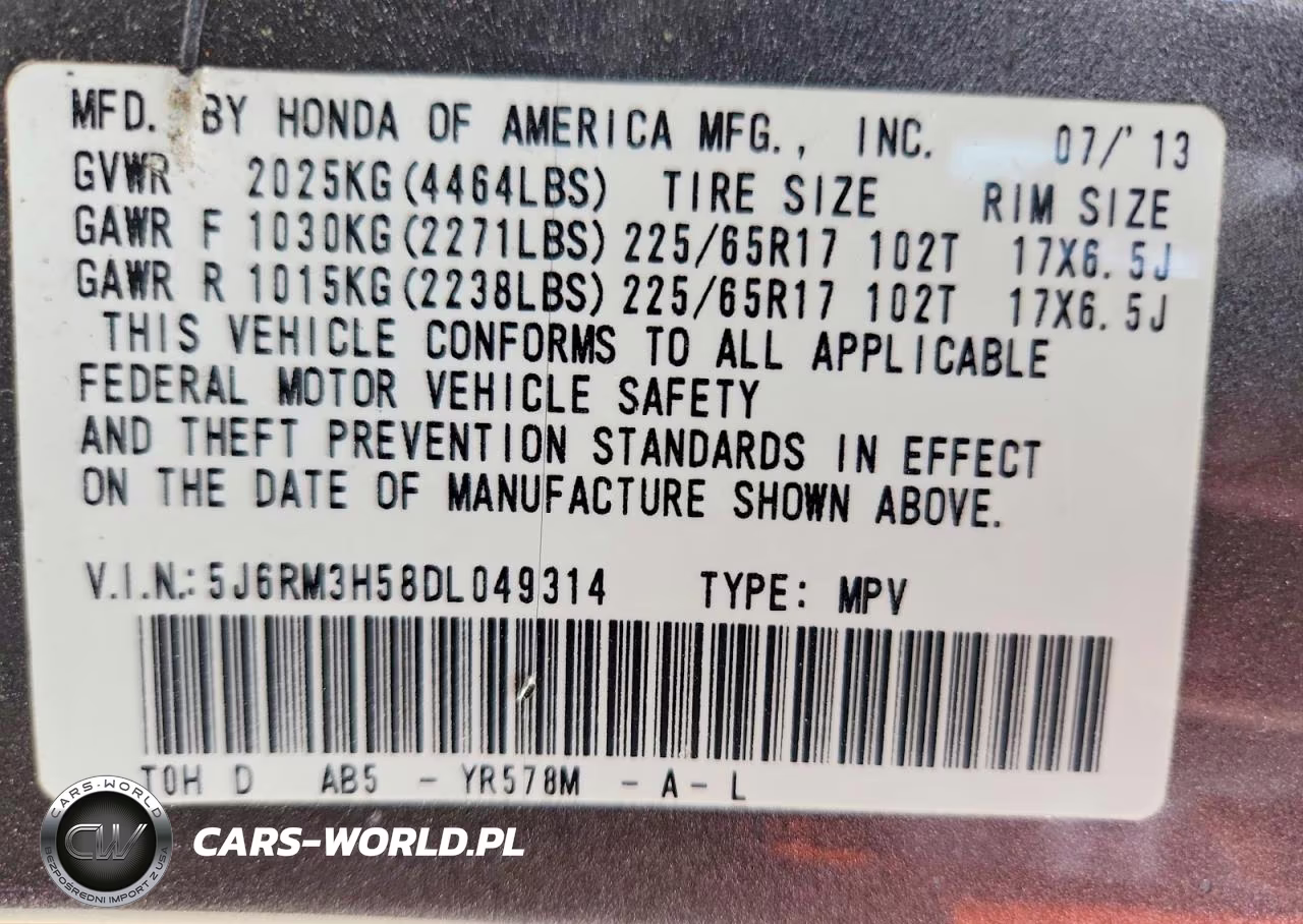 2013 Honda Cr-V Ex VIN:5J6RM3H58DL049314 - 13