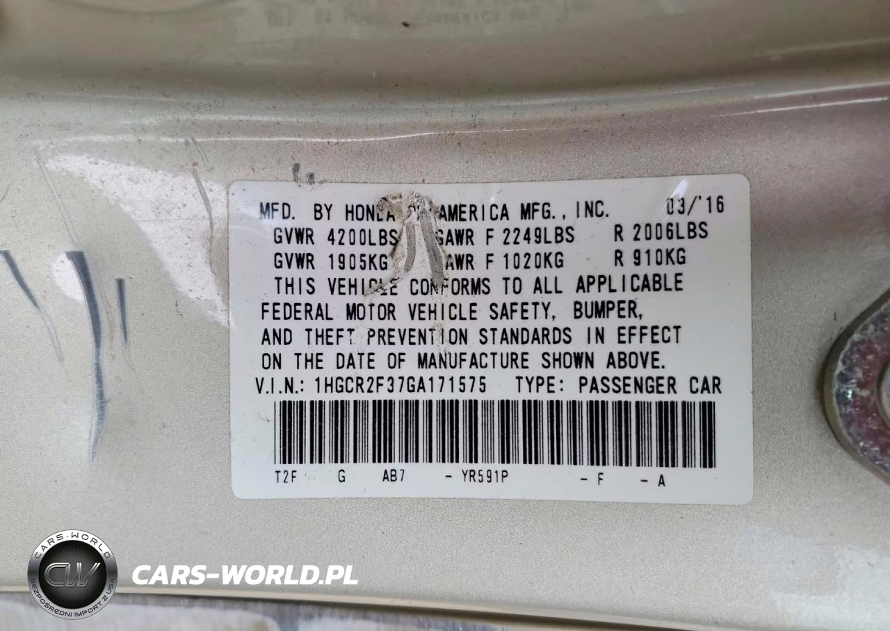 2016 Honda Accord Lx VIN:1HGCR2F37GA171575 - 13