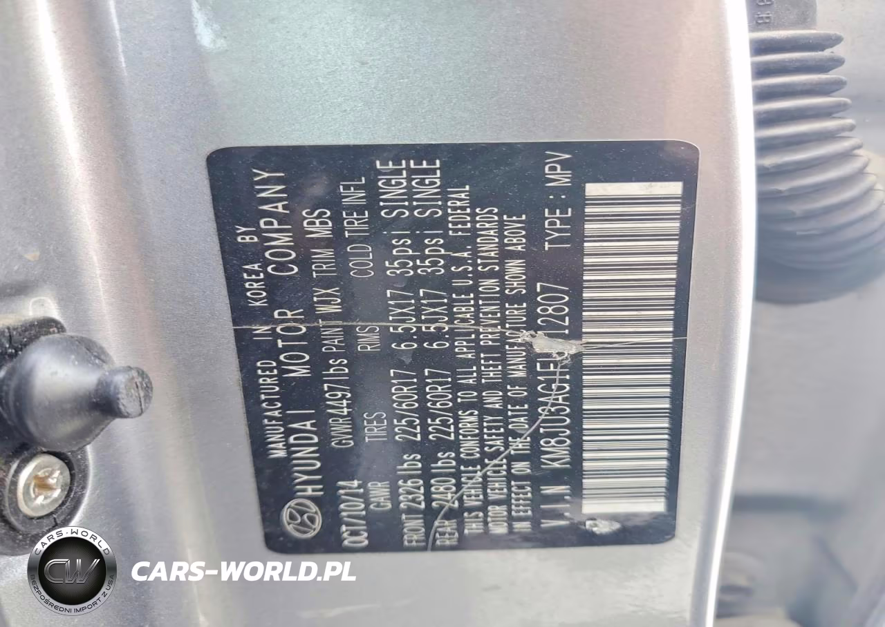2015 Hyundai Tucson Se VIN:KM8JU3AG1FU012807 - 12