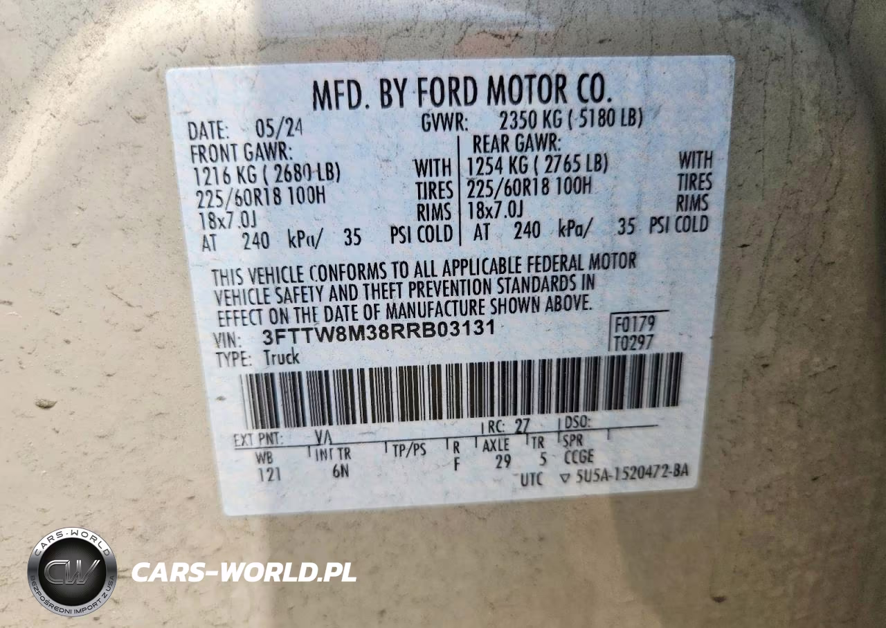 2024 Ford Maverick Lariat VIN:3FTTW8M38RRB03131 - 13