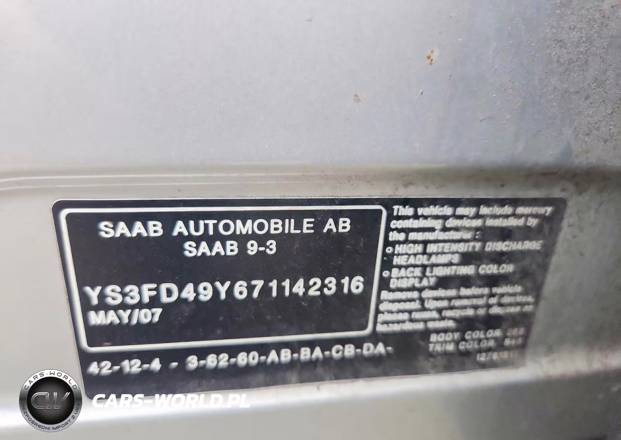 2007 Saab 9-3 2.0T VIN:YS3FD49Y671142316 - 12