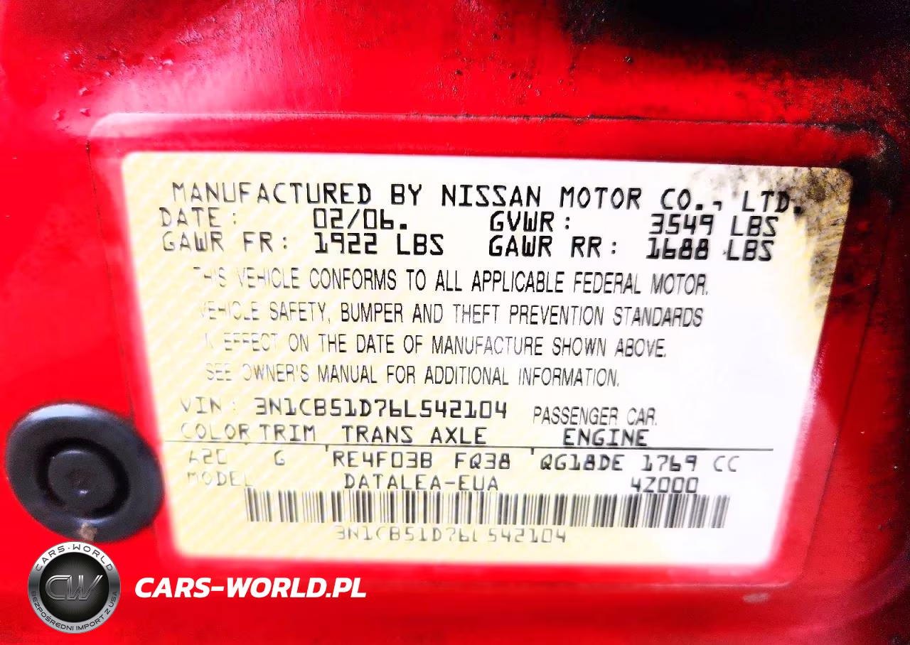 2006 Nissan Sentra 1.8 VIN:3N1CB51D76L542104 - 12