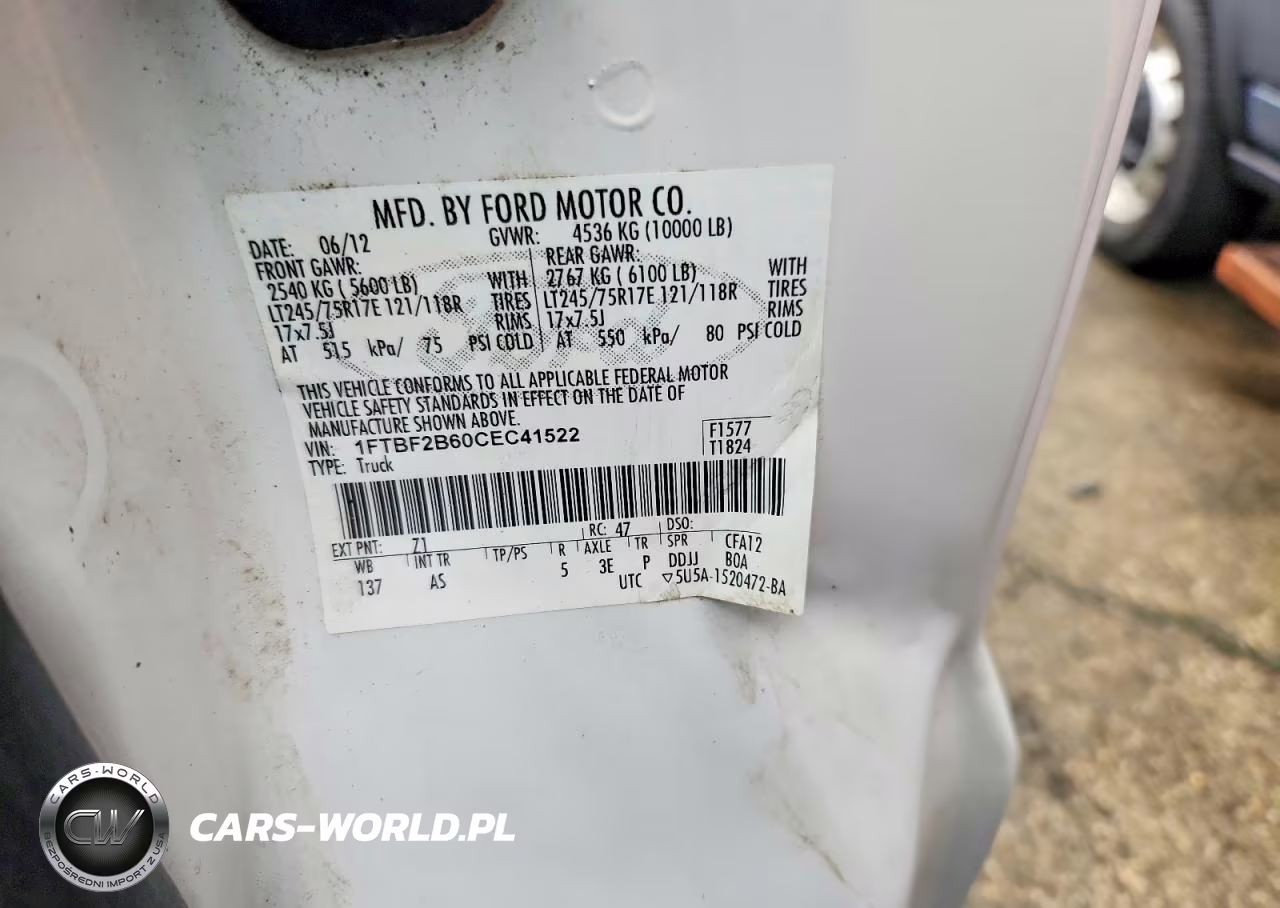 2012 Ford F250 Super Duty VIN:1FTBF2B60CEC41522 - 13