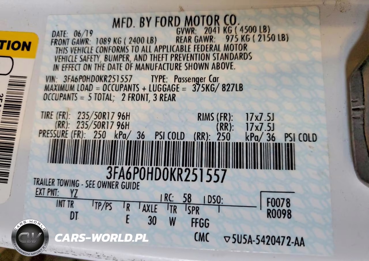 2019 Ford Fusion Se VIN:3FA6P0HD0KR251557 - 12
