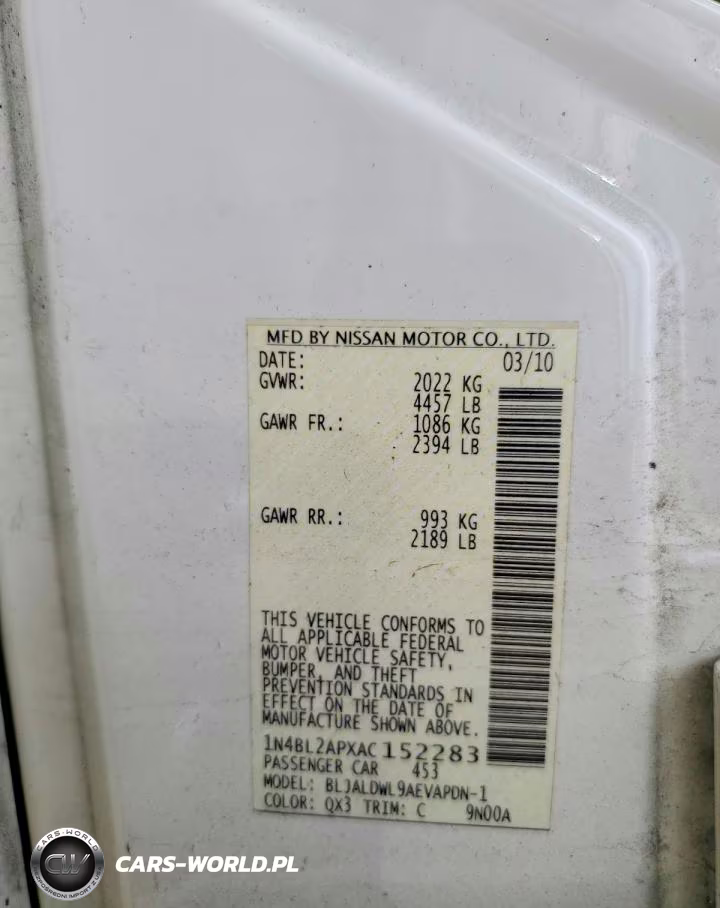 2010 Nissan Altima Sr VIN:1N4BL2APXAC152283 - 12