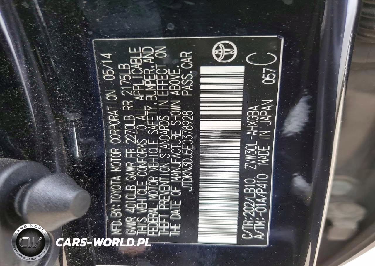 2014 Toyota Prius Four VIN:JTDKN3DU5E0378928 - 12