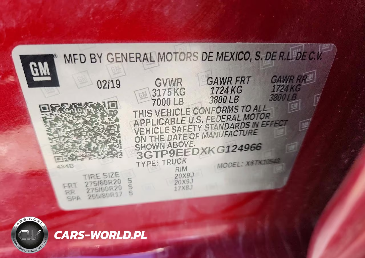 2019 GMC Sierra K1500 At4 VIN:3GTP9EEDXKG124966 - 12
