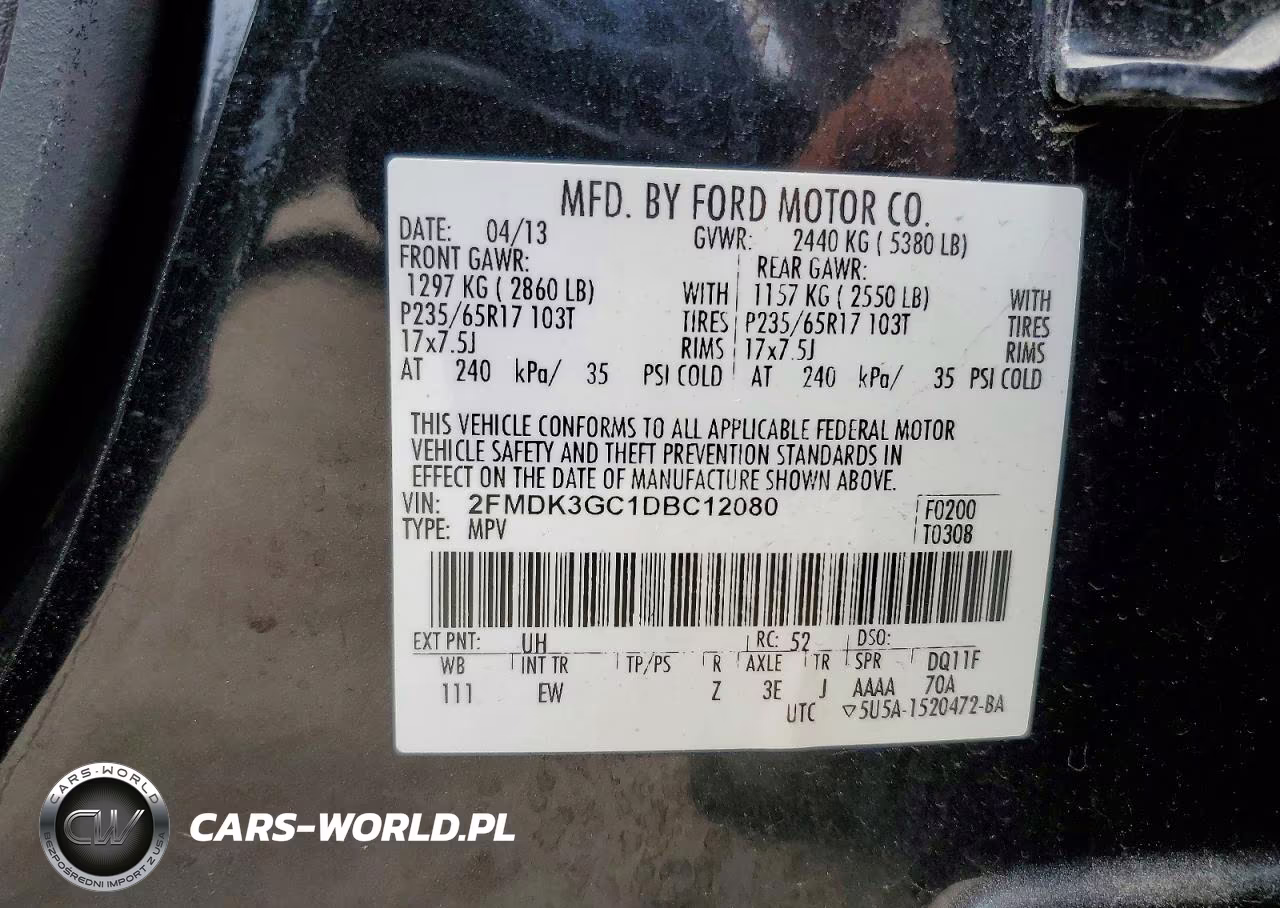 2013 Ford Edge Se VIN:2FMDK3GC1DBC12080 - 13