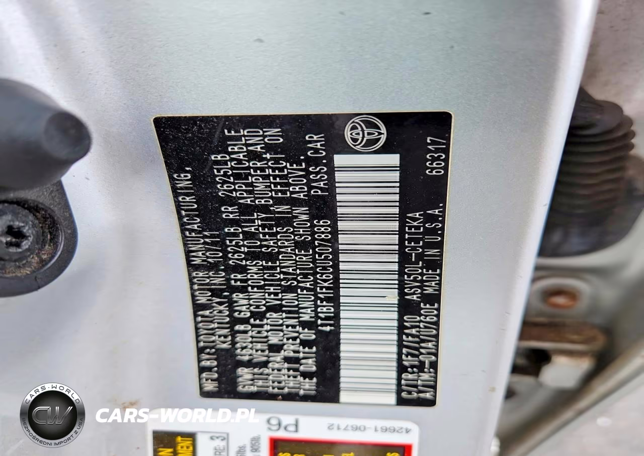 2012 Toyota Camry L VIN:4T1BF1FK6CU507886 - 12