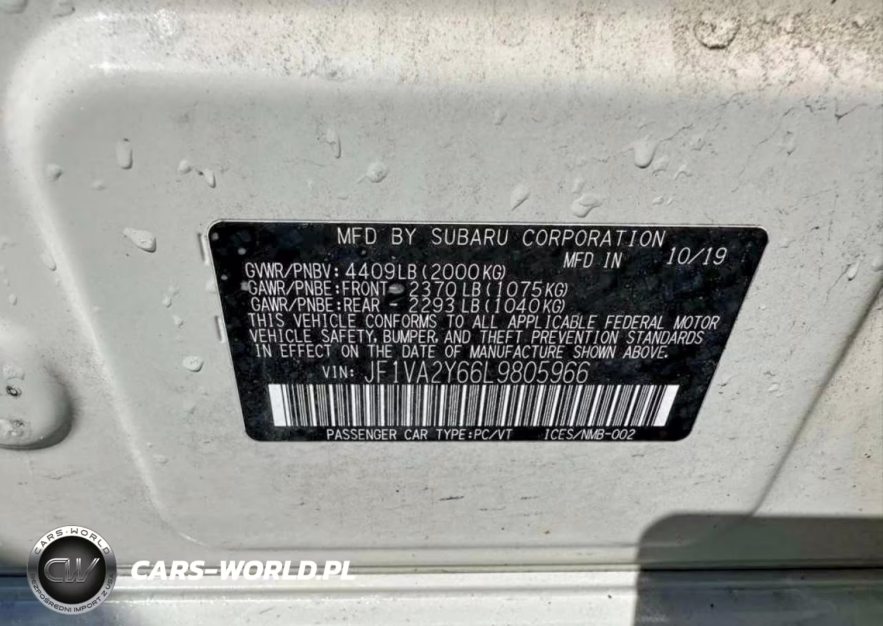 2020 Subaru Wrx Sti Limited VIN:JF1VA2Y66L9805966 - 10