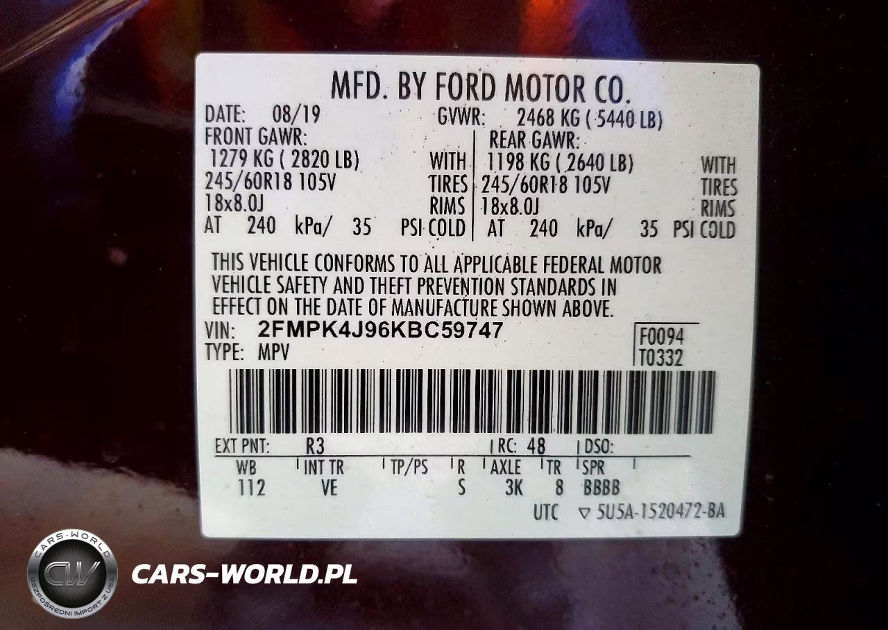 2019 Ford Edge Sel VIN:2FMPK4J96KBC59747 - 13