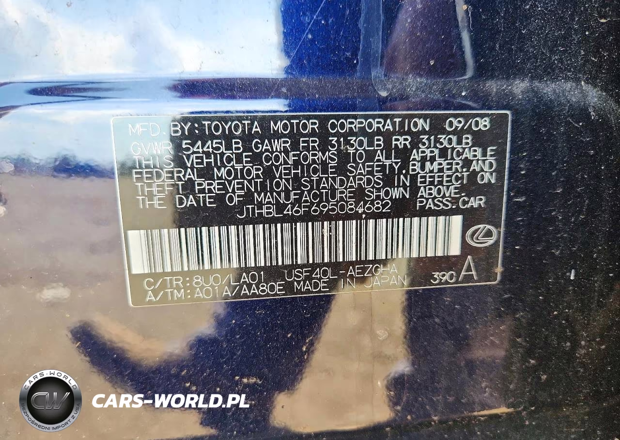 2009 Lexus Ls 460 VIN:JTHBL46F695084682 - 12