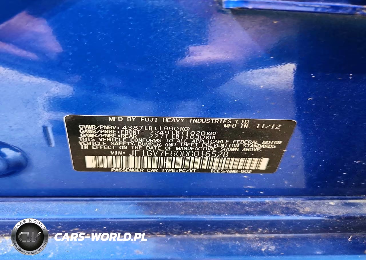 2013 Subaru Impreza VIN:JF1GV7F60DG016528 - 13