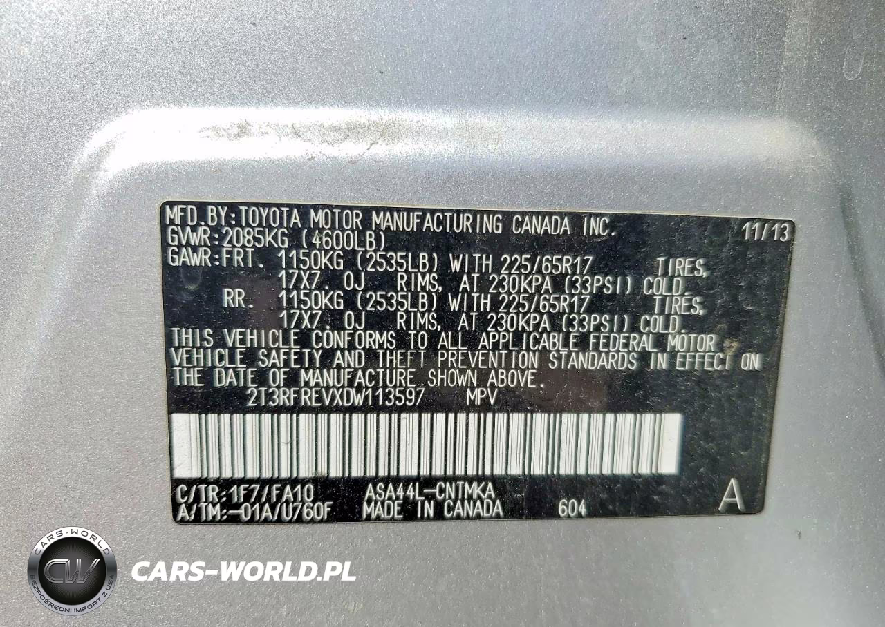 2013 Toyota Rav4 Xle VIN:2T3RFREVXDW113597 - 13