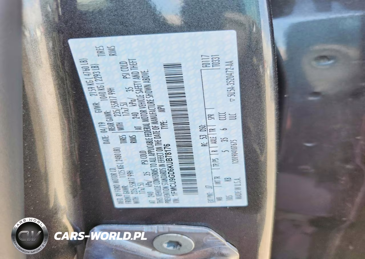 2019 Ford Escape VIN:1FMCU9GD6KUB78176 - 13
