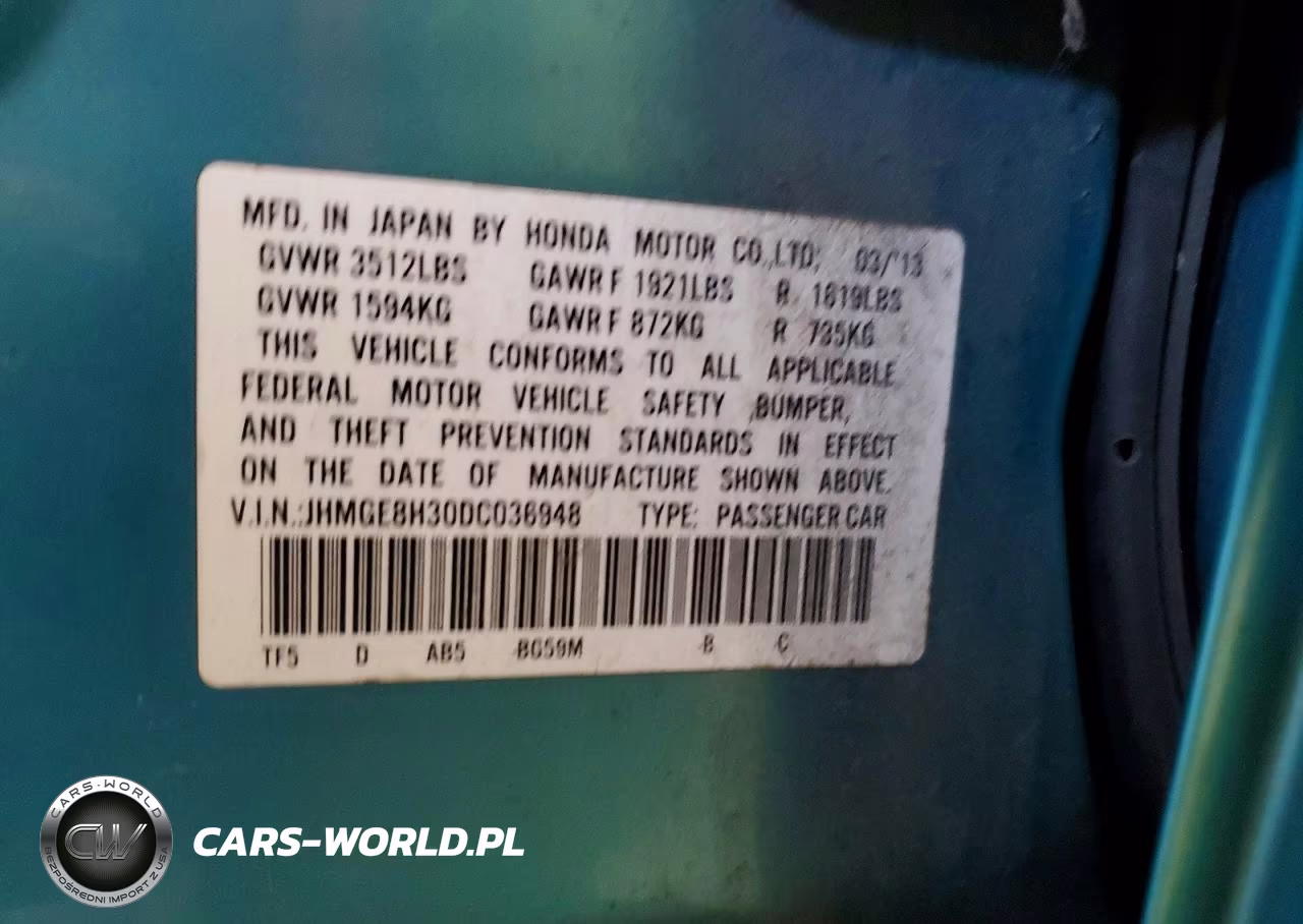2013 Honda Fit VIN:JHMGE8H30DC036948 - 13