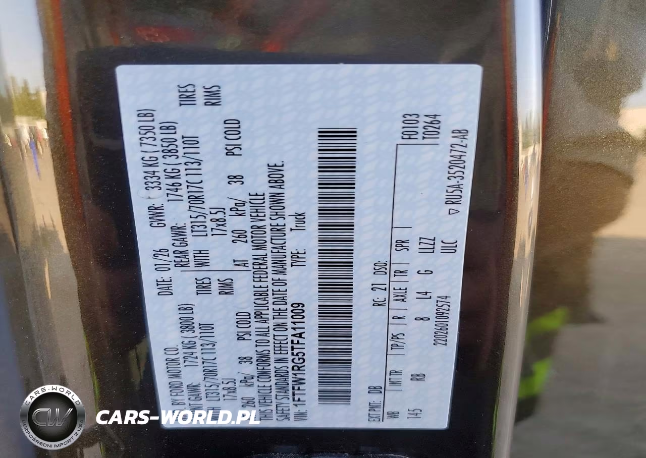 2026 Ford F150 Raptor VIN:1FTFW1RG5TFA11009 - 12