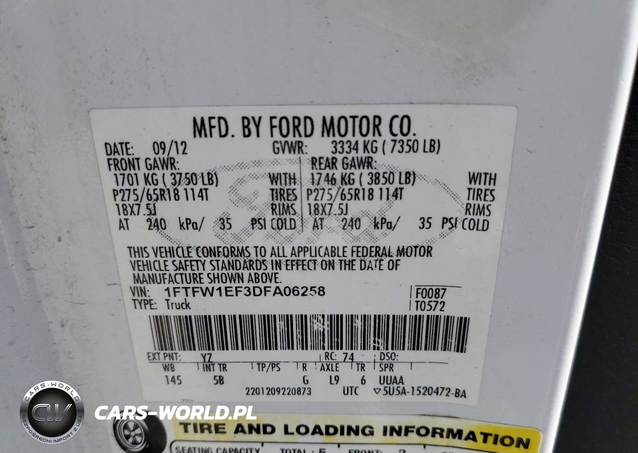 2013 Ford F150 Supercrew VIN:1FTFW1EF3DFA06258 - 12