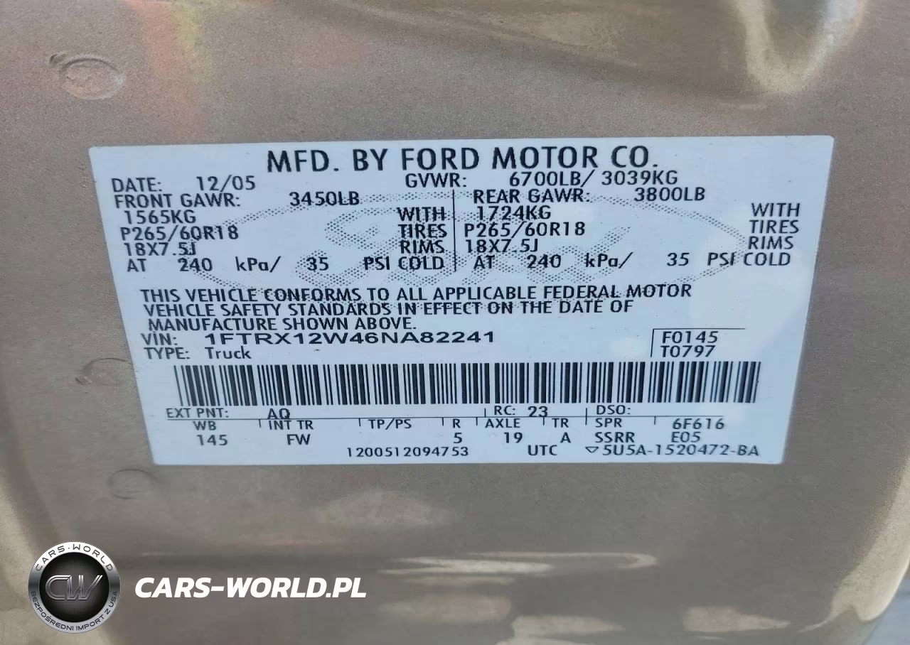 2006 Ford F150 VIN:1FTRX12W46NA82241 - 12