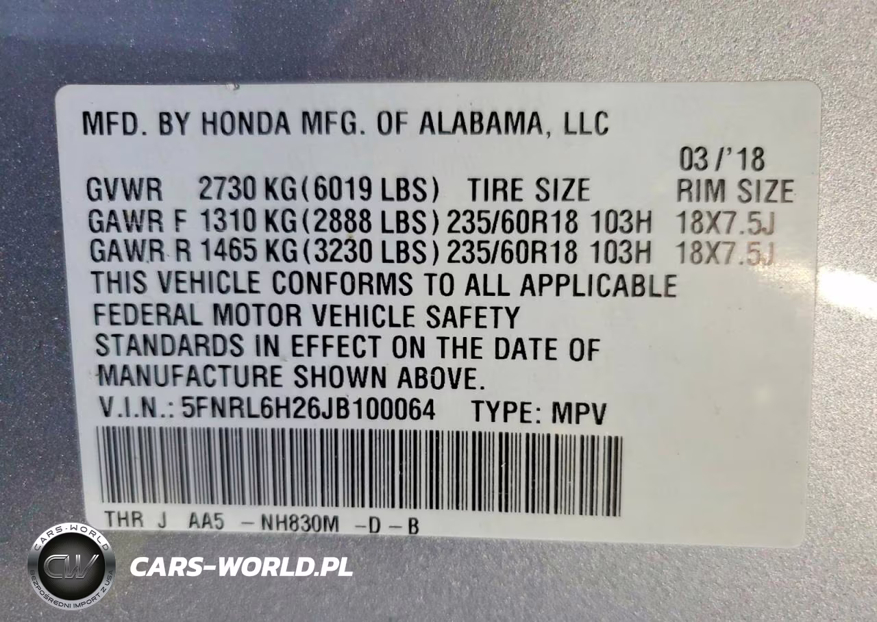 2018 Honda Odyssey Lx VIN:5FNRL6H26JB100064 - 13