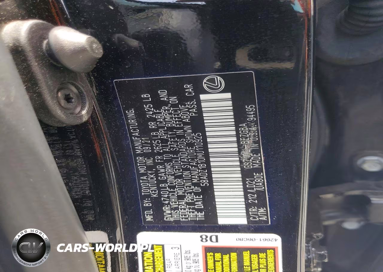 2021 Lexus Es 350 Base VIN:58ADZ1B10MU110925 - 12
