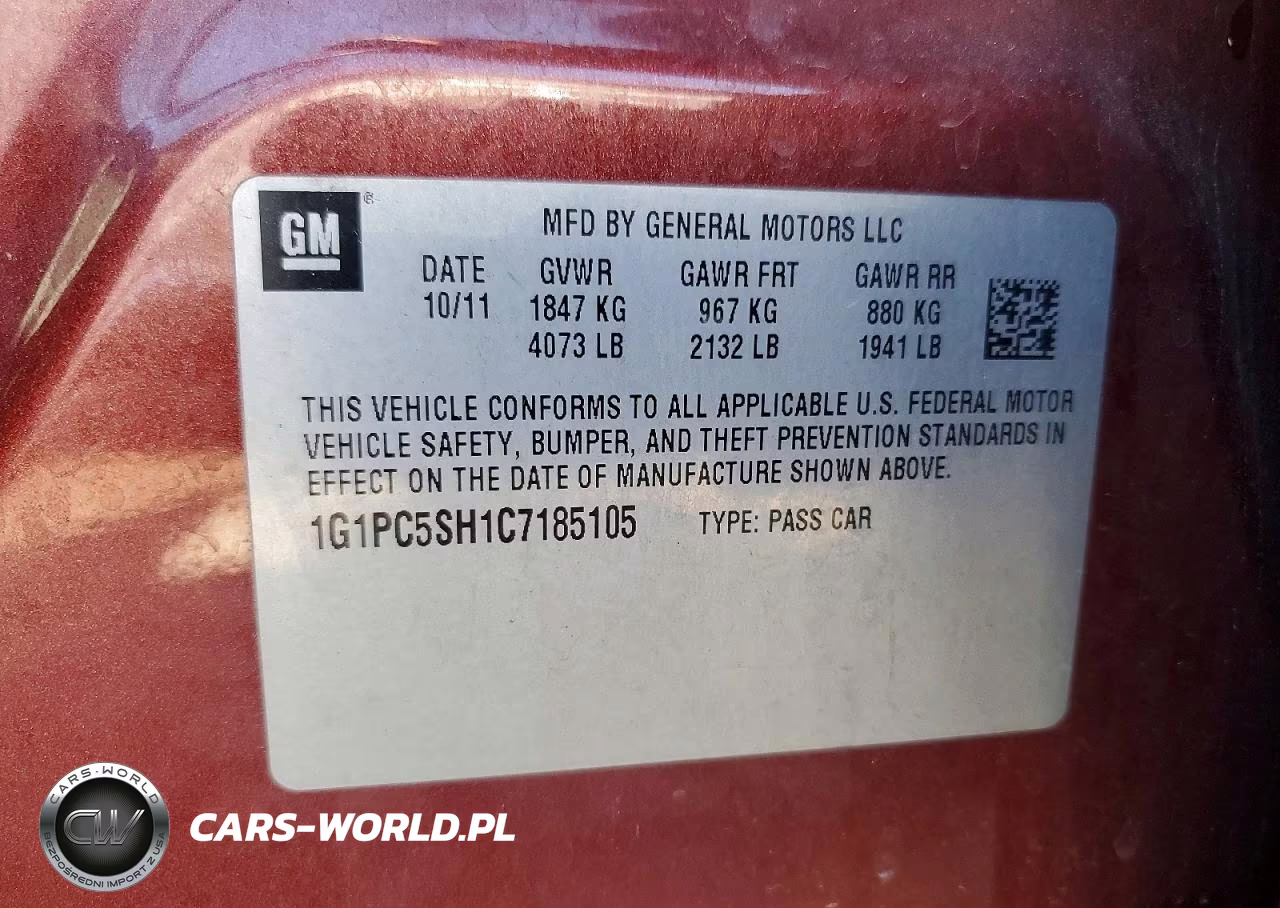 2012 Chevrolet Cruze Ls VIN:1G1PC5SH1C7185105 - 12