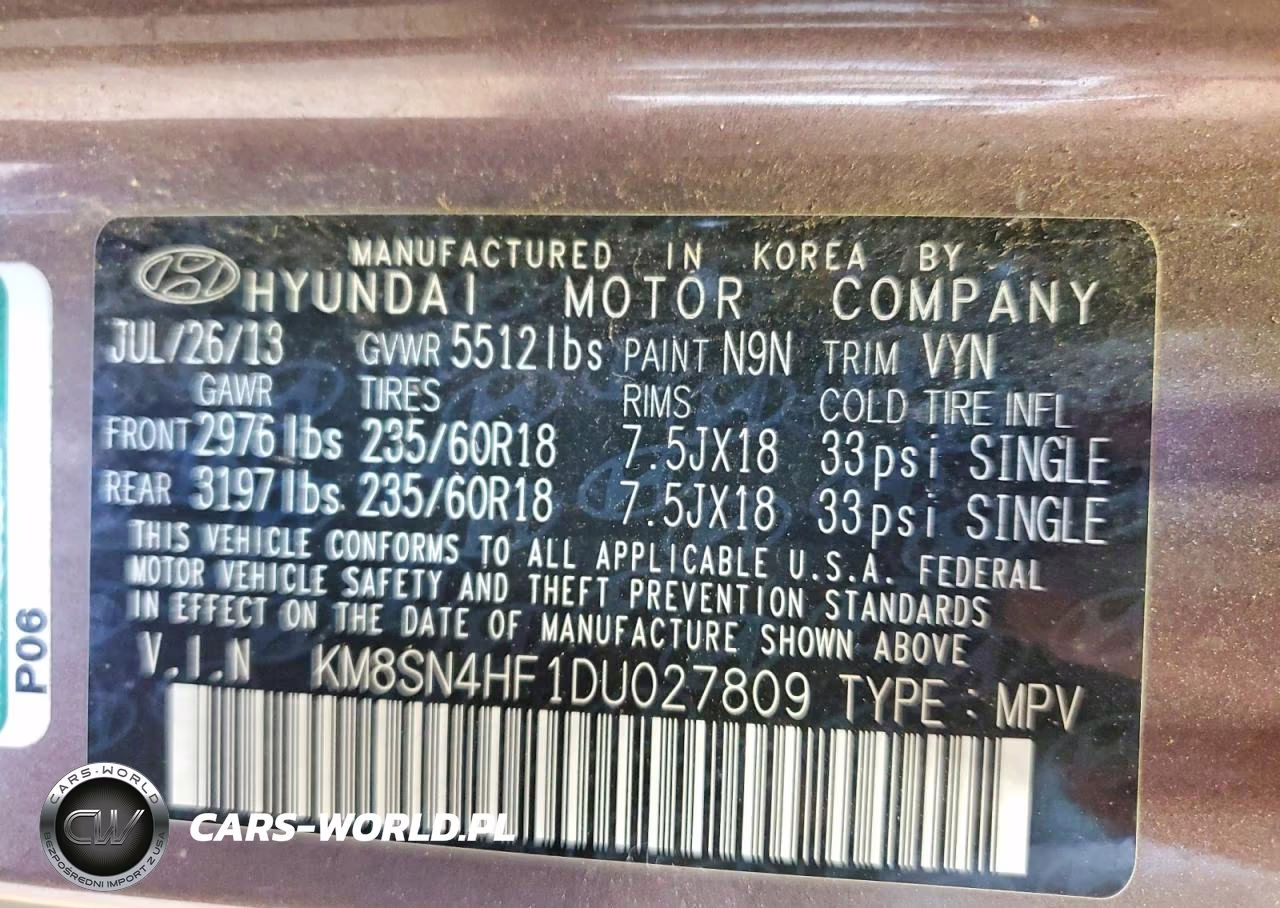 2013 Hyundai Santa Fe Gls VIN:KM8SN4HF1DU027809 - 13