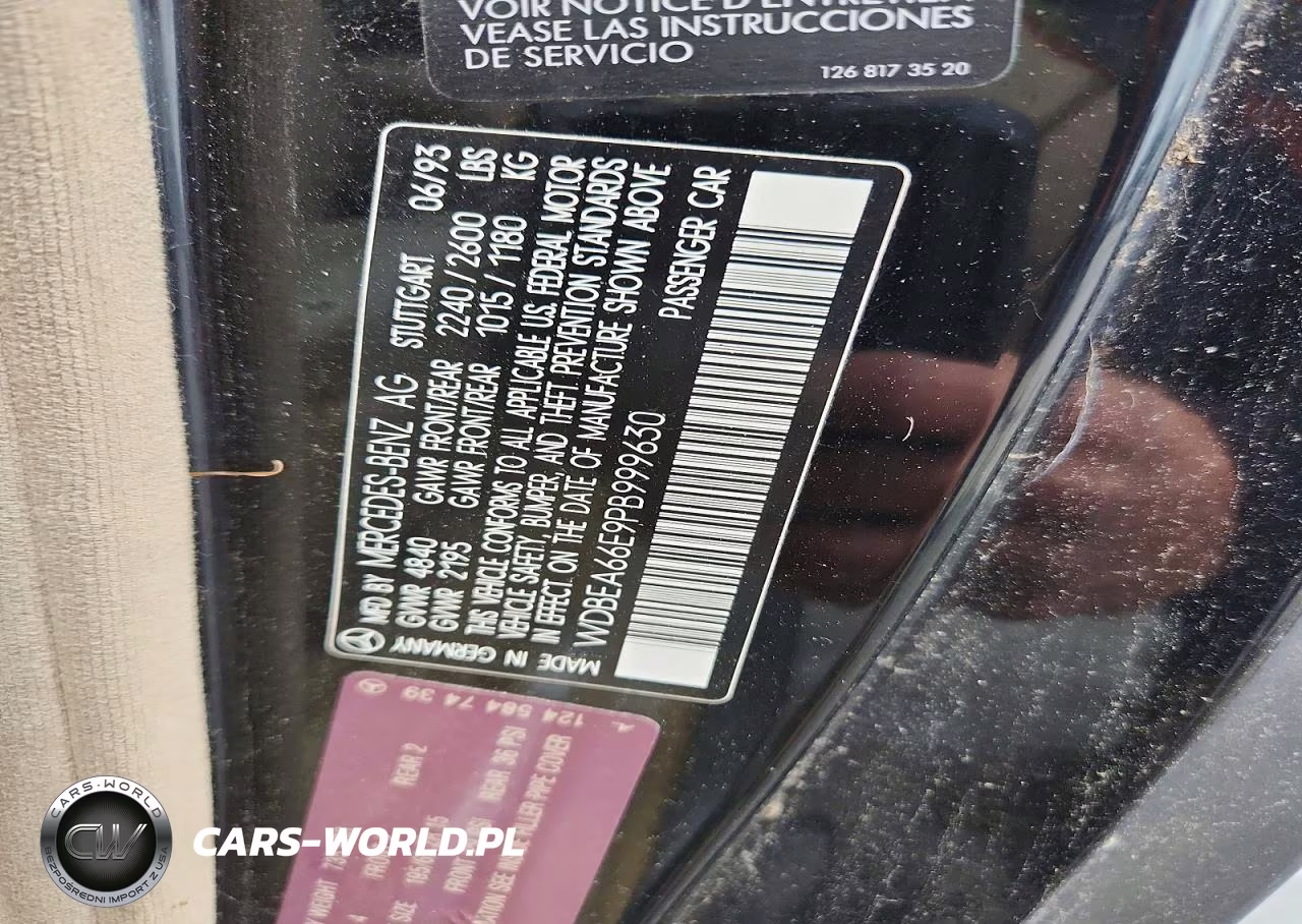 1993 Mercedes-Benz 300 Cecv VIN:WDBEA66E9PB999630 - 12