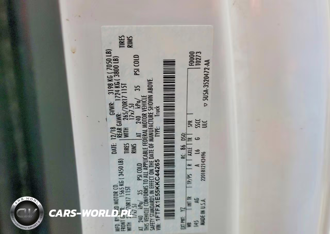 2019 Ford F150 Super Cab VIN:1FTFX1E55KKC44265 - 12