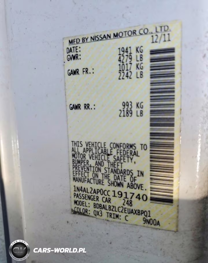 2012 Nissan Altima 2.5 VIN:1N4AL2AP0CC191740 - 13