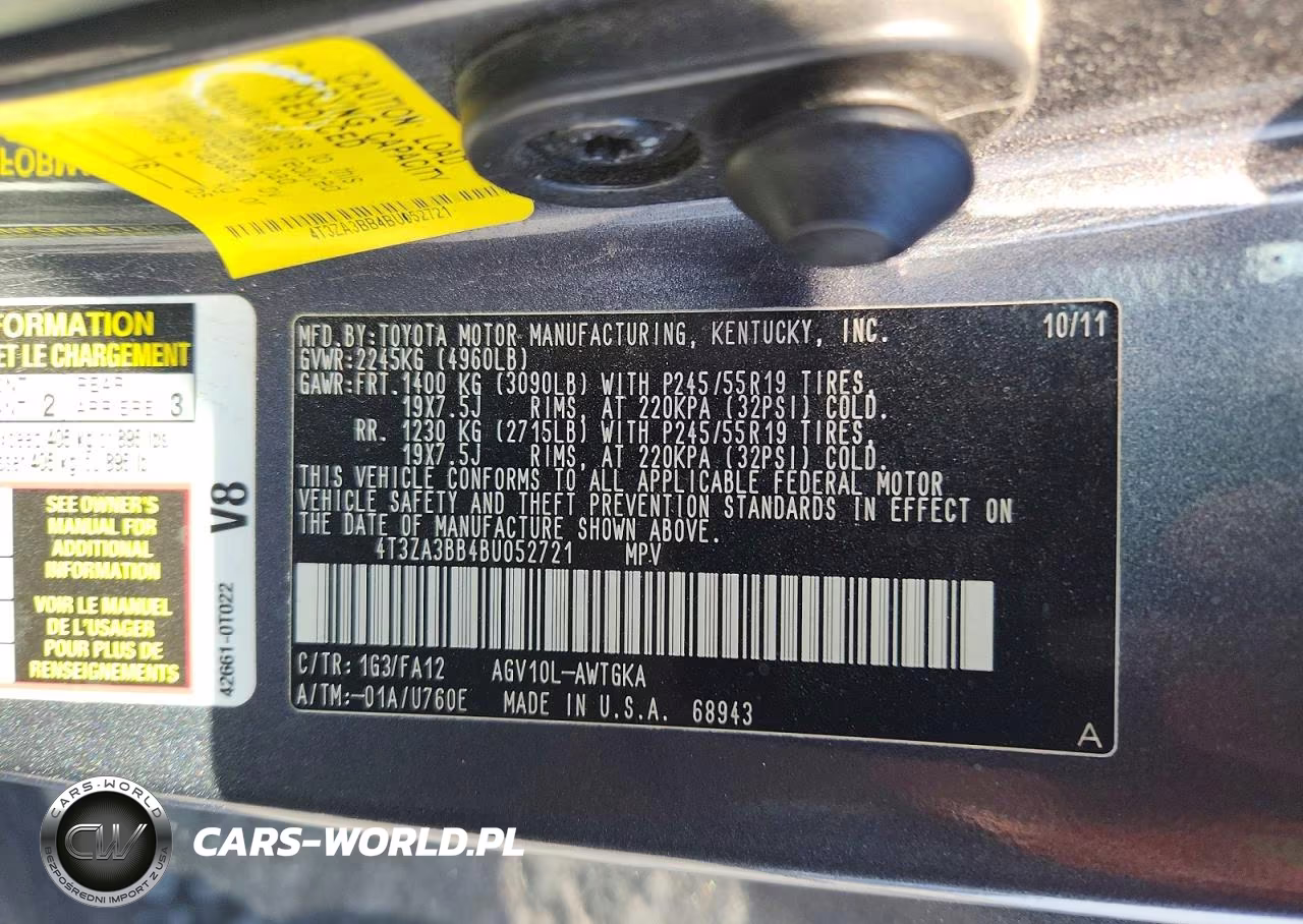 2011 Toyota Venza Fwd 4Cyl VIN:4T3ZA3BB4BU052721 - 13