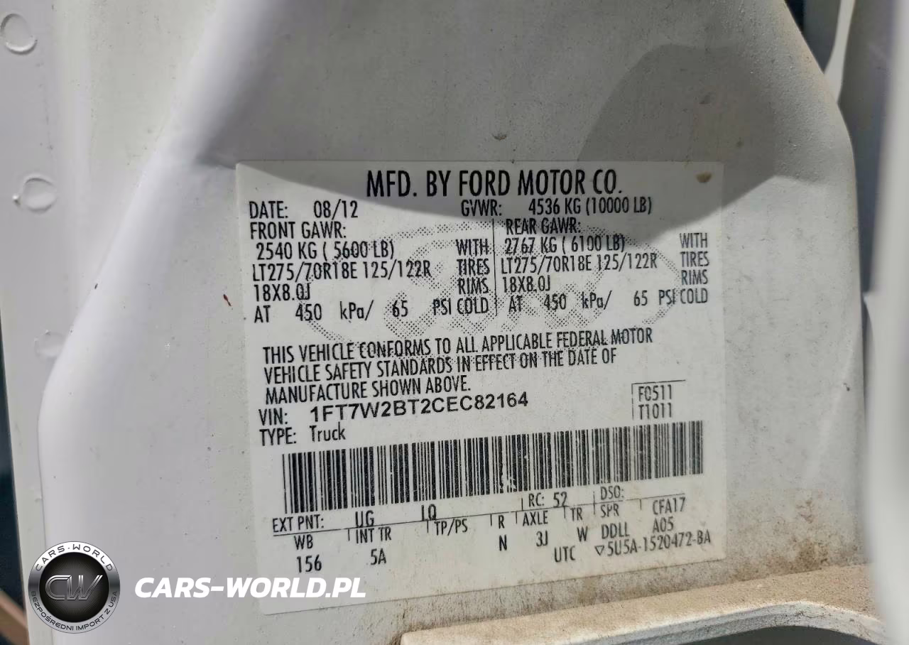 2012 Ford F250 Super Duty VIN:1FT7W2BT2CEC82164 - 13