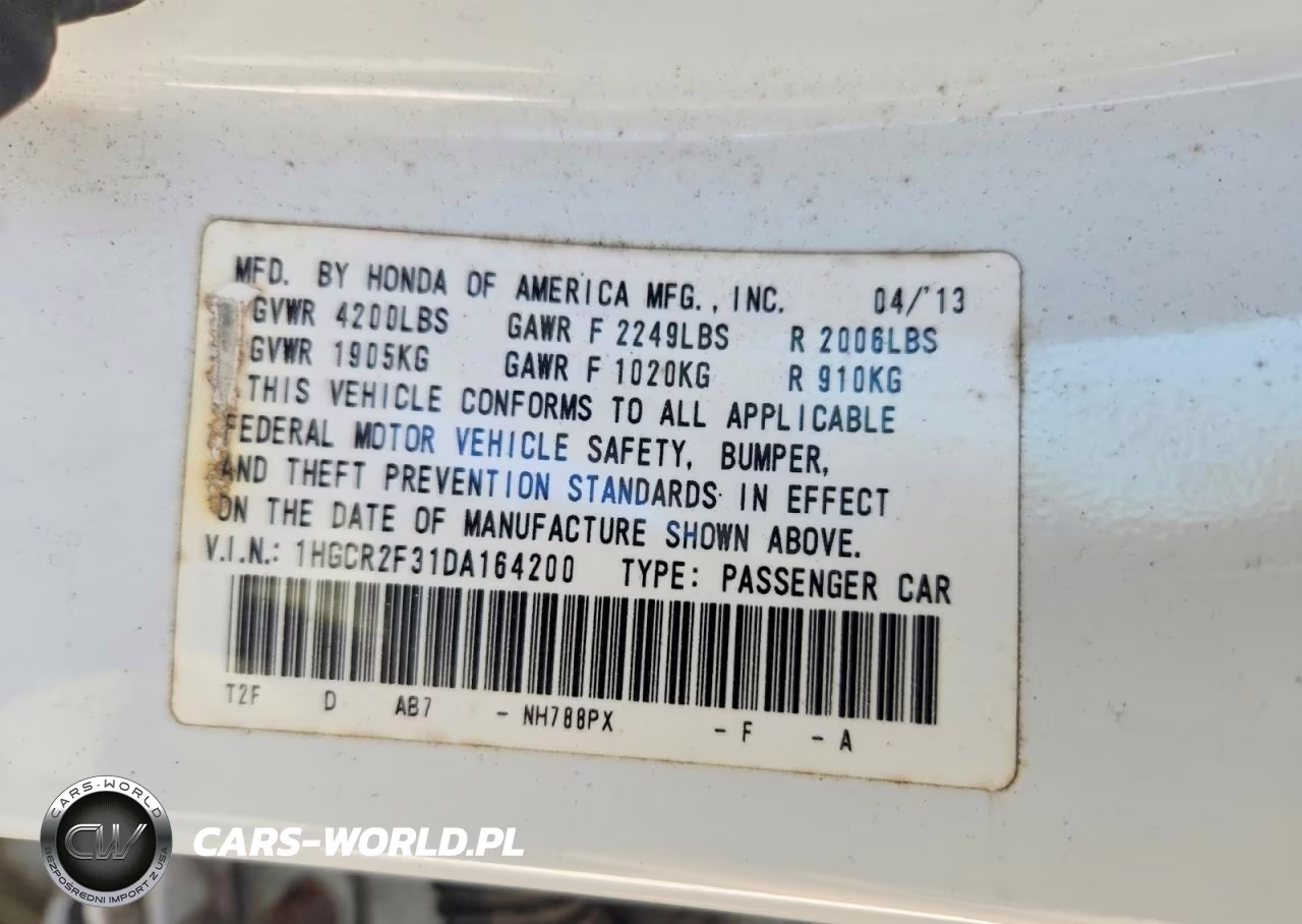 2013 Honda Accord Lx VIN:1HGCR2F31DA164200 - 12