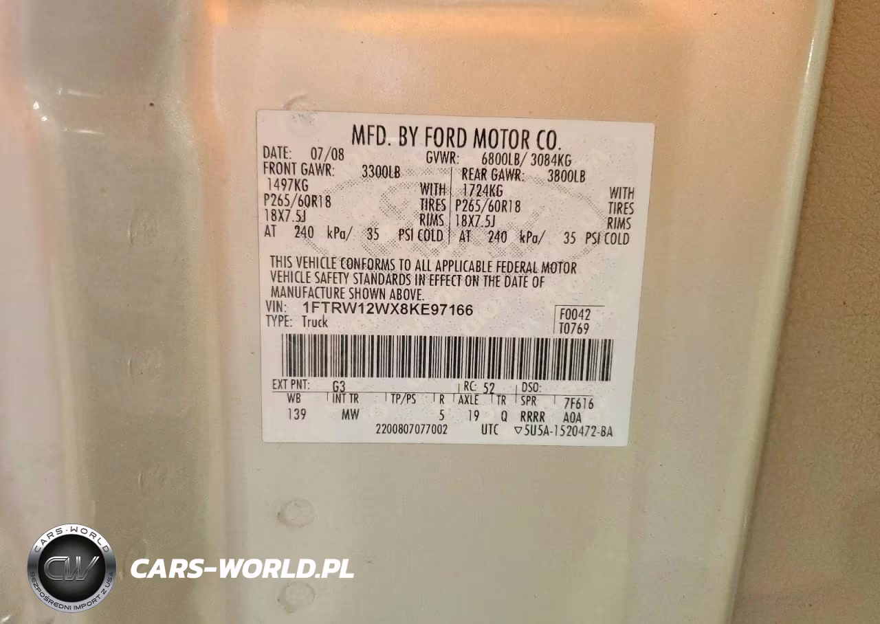 2008 Ford F150 Supercrew VIN:1FTRW12WX8KE97166 - 12