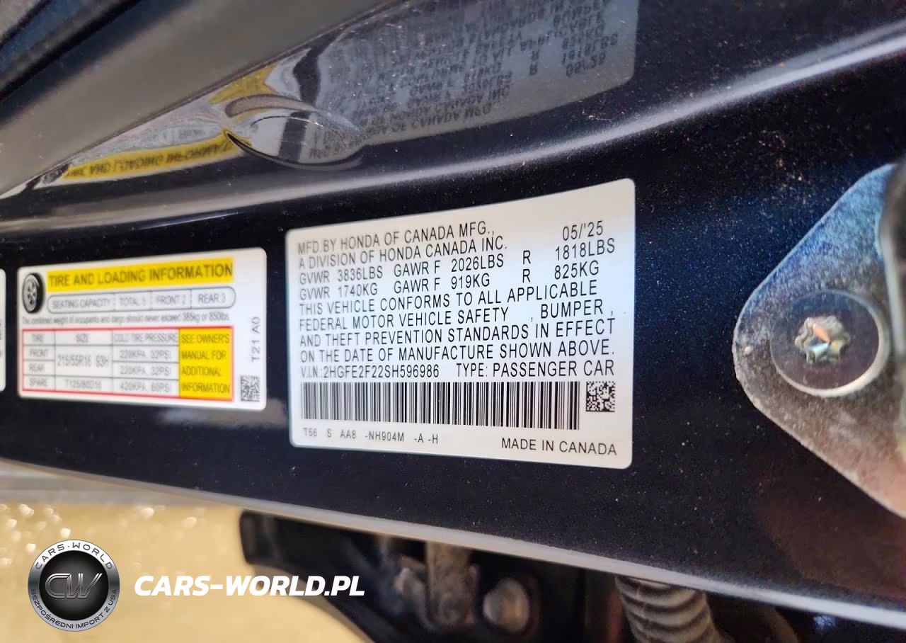 2025 Honda Civic Lx VIN:2HGFE2F22SH596986 - 12