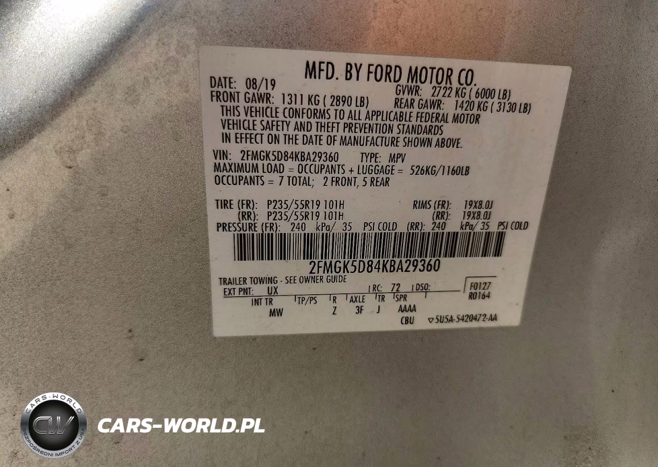 2019 Ford Flex Limited VIN:2FMGK5D84KBA29360 - 13