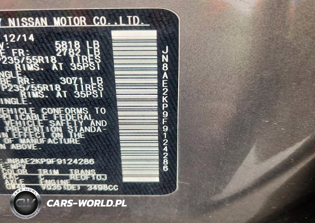 2015 Nissan Quest 3.5 S VIN:JN8AE2KP9F9124286 - 13
