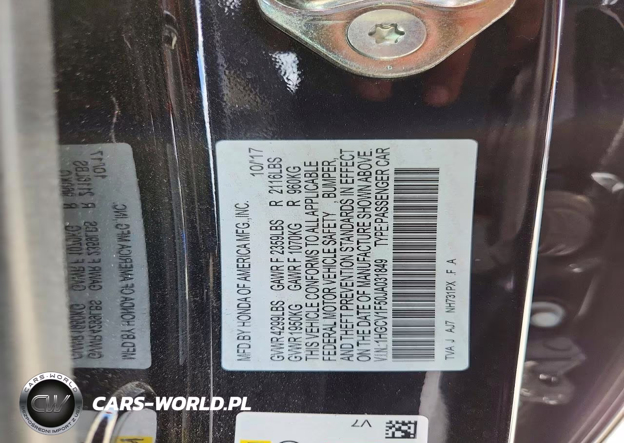 2018 Honda Accord Exl VIN:1HGCV1F50JA031849 - 13