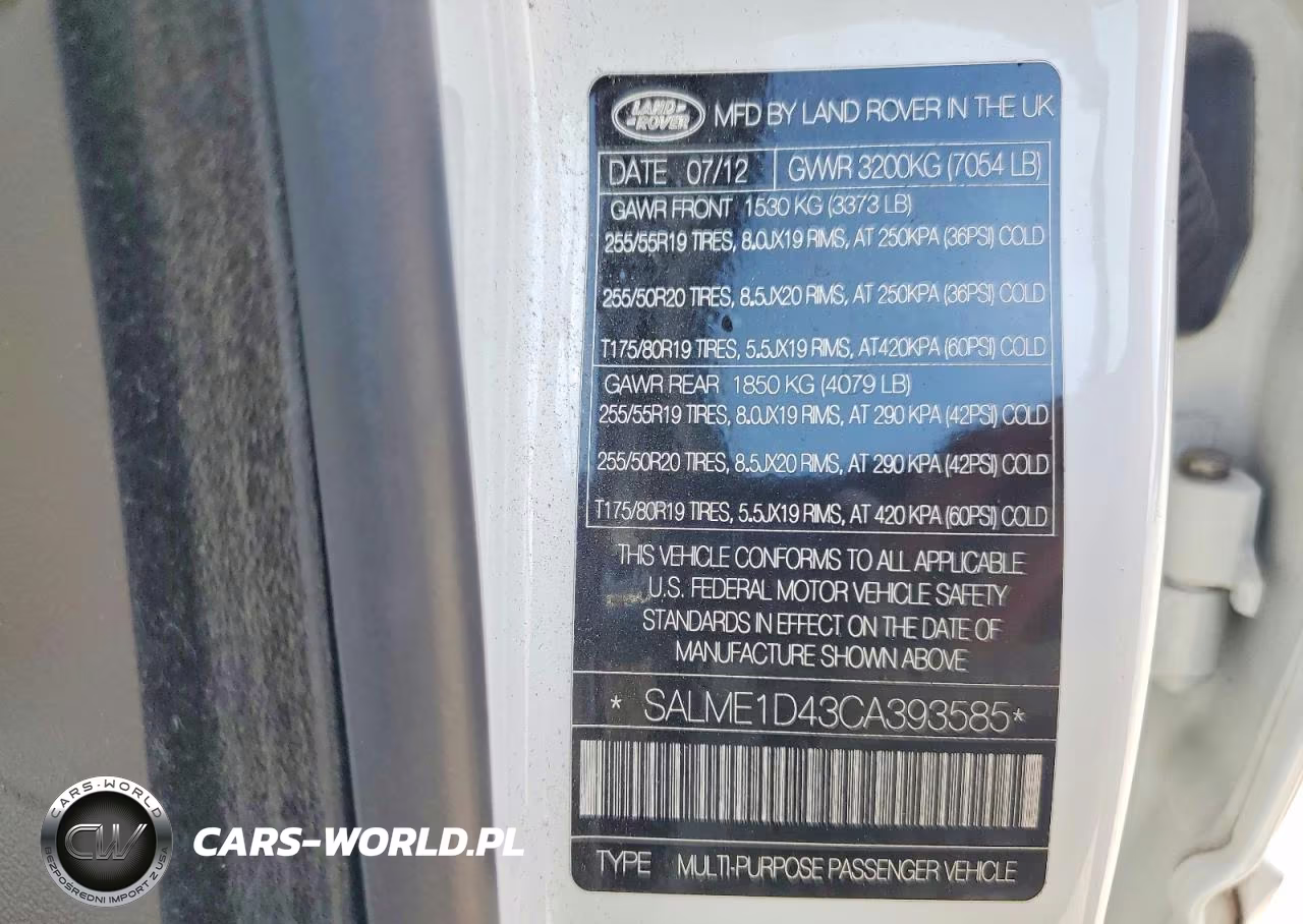 2012 Land Rover Range Rover Hse VIN:SALME1D43CA393585 - 13