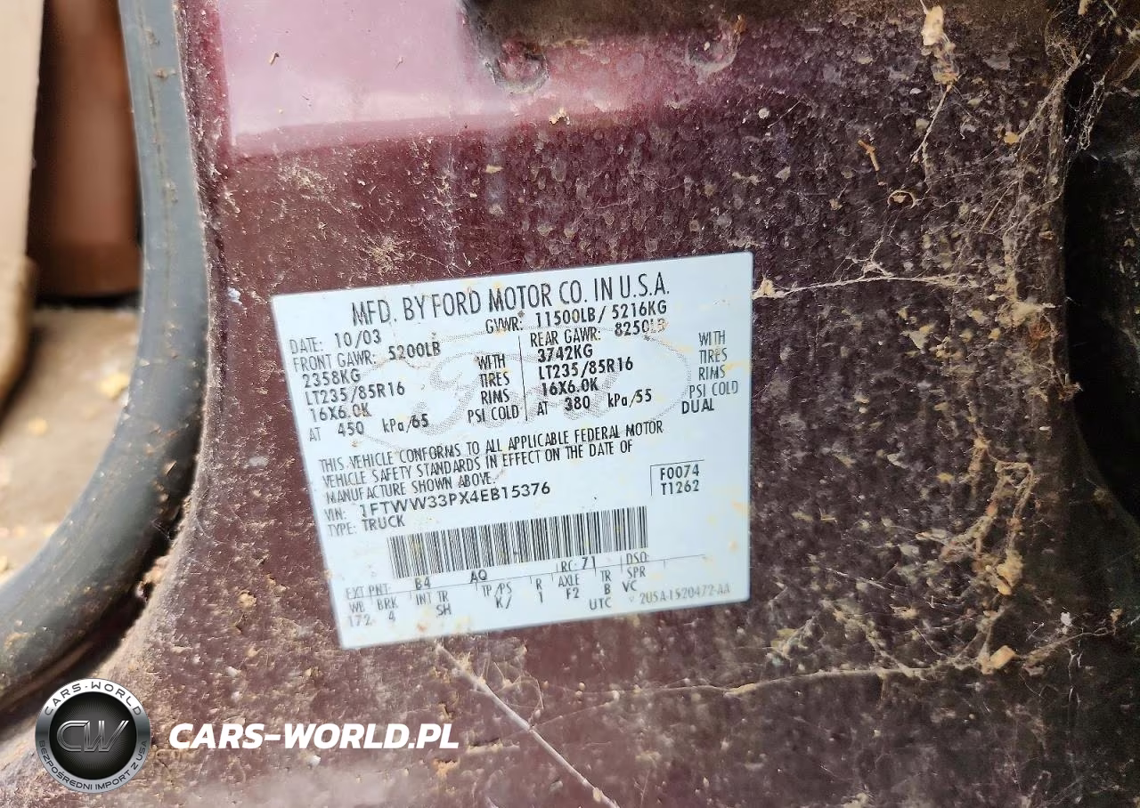 2004 Ford F350 Super Duty VIN:1FTWW33PX4EB15376 - 10