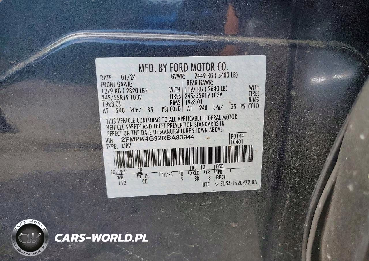 2024 Ford Edge Se VIN:2FMPK4G92RBA83944 - 13