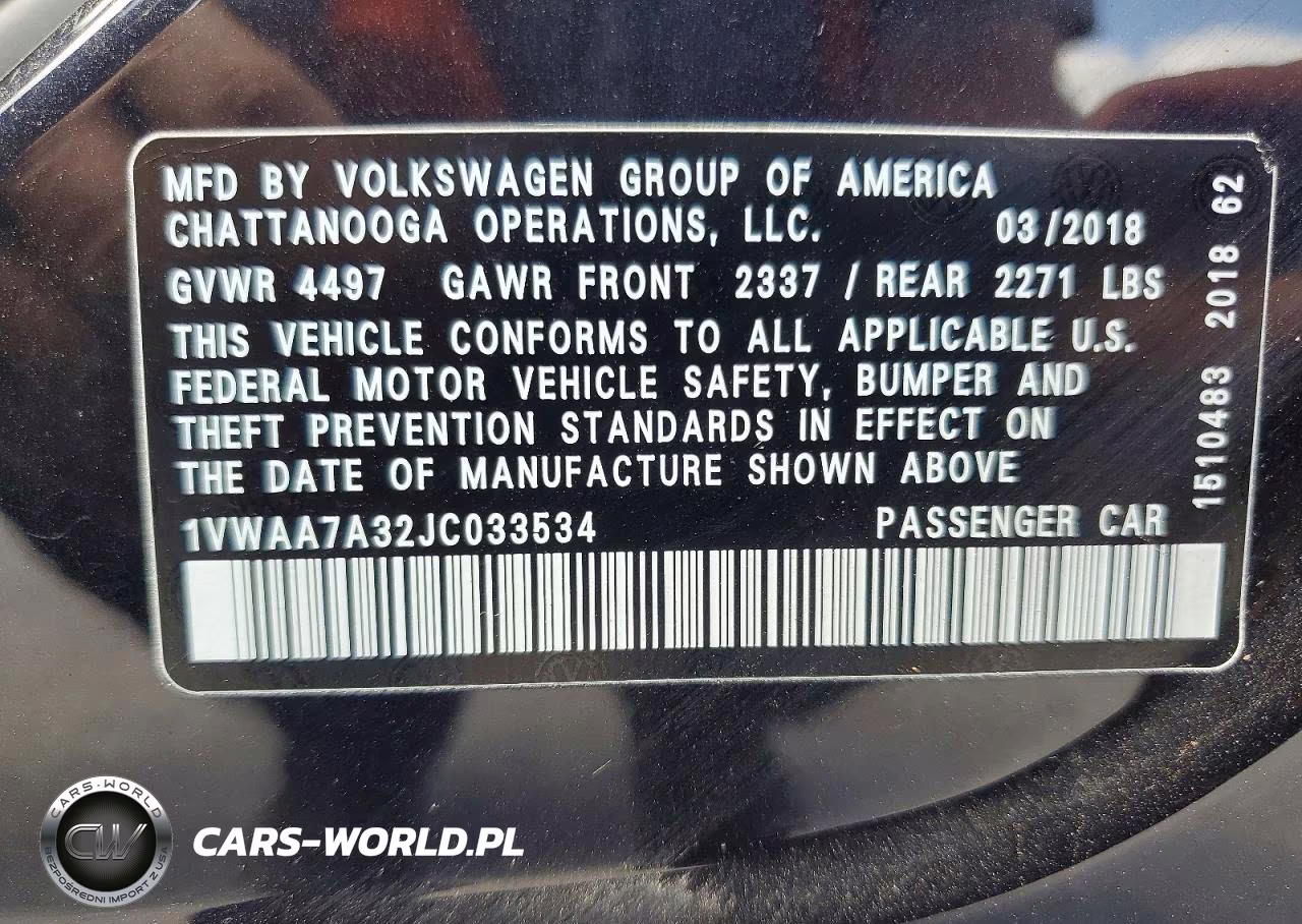 2018 Volkswagen Passat S VIN:1VWAA7A32JC033534 - 12