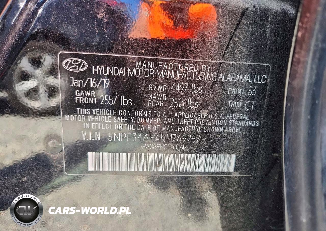 2019 Hyundai Sonata Sel VIN:5NPE34AF4KH769257 - 13