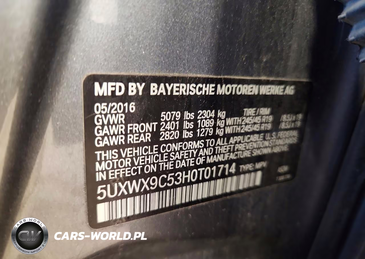 2017 BMW X3 xDrive28I VIN:5UXWX9C53H0T01714 - 12